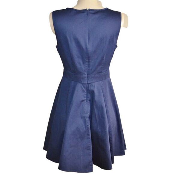 Maison Jules Womens Waist Bow Detail Fit Flare Dress Blue Office Sz 8 Sleeveless - Picture 8 of 14